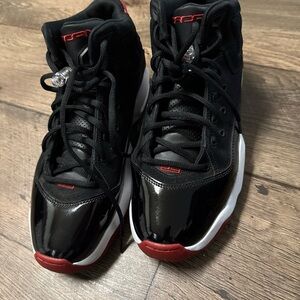 Jordan Black and Red Athletic Shoes